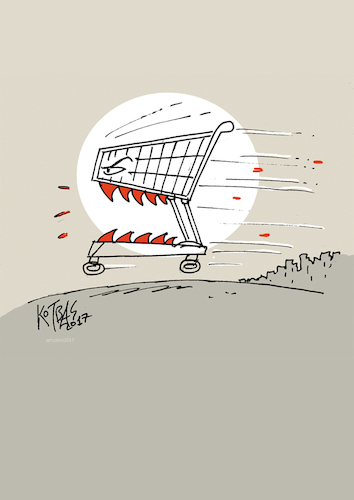 Cartoon: crazy (medium) by kotbas tagged bridle,crazy,shopping,madness
