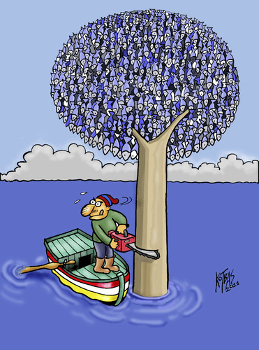 Cartoon: destruction (medium) by kotbas tagged fish,fisherman,sea