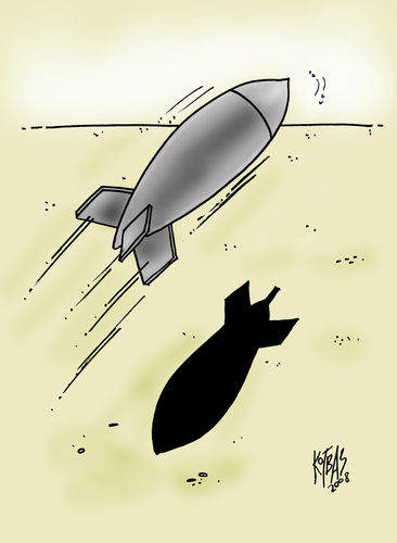 Cartoon: reluctant (medium) by kotbas tagged bombs,missiles,shadow