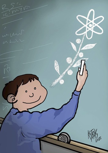 Cartoon: science and peace (medium) by kotbas tagged child,war,school,science,education,peace