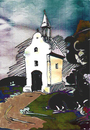Cartoon: chapel (small) by Jan Kment tagged church,religion,night,god,fear
