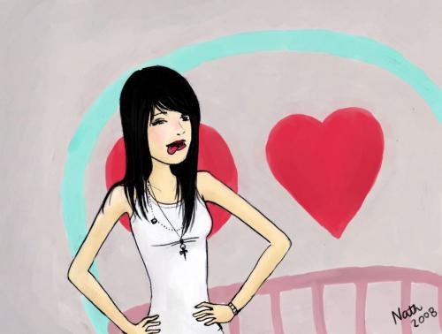 Cartoon: girl in front of the wall (medium) by naths tagged girl,pink,funny