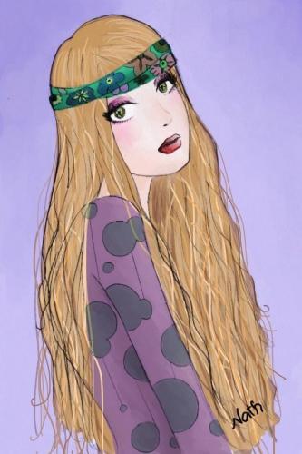 Cartoon: Hippie (medium) by naths tagged girl,hippie,long,hair,cute