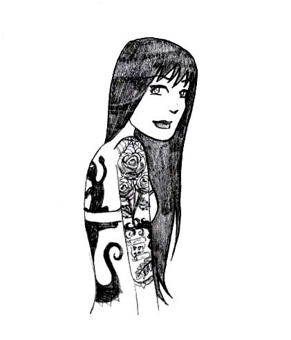 Cartoon: Tattoo girl (medium) by naths tagged tattoo,girl