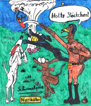 Cartoon: Heil dem Stöckchen! (medium) by Schimmelpelz-pilz tagged dynamit,stock,stöckchen,naziköter,nazi,nazis,nationalisten,rechts,rechtsextremismus,reichsadler,hitler,mine,minen,minenfeld