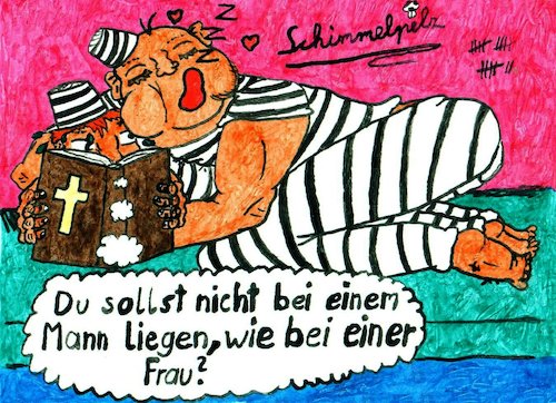 Cartoon: Im Knast Zu Gott Gefunden 02 (medium) by Schimmelpelz-pilz tagged knast,knasti,gefangener,verbrecher,gefängnis,bibel,buch,der,liebe,weltreligionen,weltreligion,religion,levitikus,altes,testament,straftäter