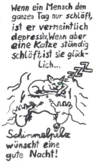Cartoon: Katzenschlaf (medium) by Schimmelpelz-pilz tagged katze,schlaf,schlafen,katzenschlaf,depression,depressiv,glück,glücklich
