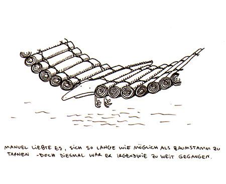 Cartoon: Baumstamm. (medium) by puvo tagged crocodile,trunk,rope,bridge,krokodil,brücke,baumstamm,tarnen,camouflage,mask,stamm