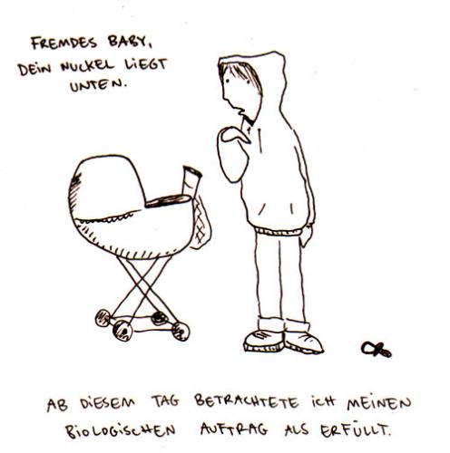 Cartoon: Biologischer Auftrag. (medium) by puvo tagged kind,nachwuchs,baby,nuckel,