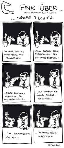 Cartoon: Fink über... weiche Technik. (medium) by puvo tagged technik,smartphone,smart,phone,mobile,handy
