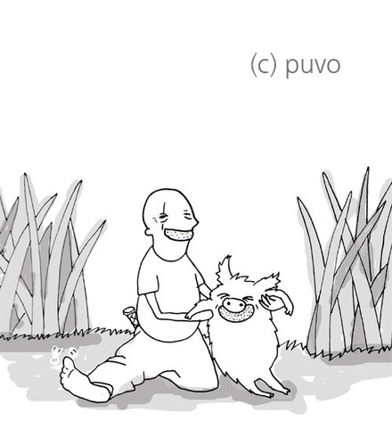 Cartoon: John Locke. (medium) by puvo tagged lost,john,locke,pig,jungle,dschungel,schwein