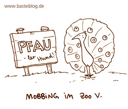 Cartoon: Mobbing im Zoo - Der Pfau (medium) by puvo tagged pfau,mobbing,peacock,zoo