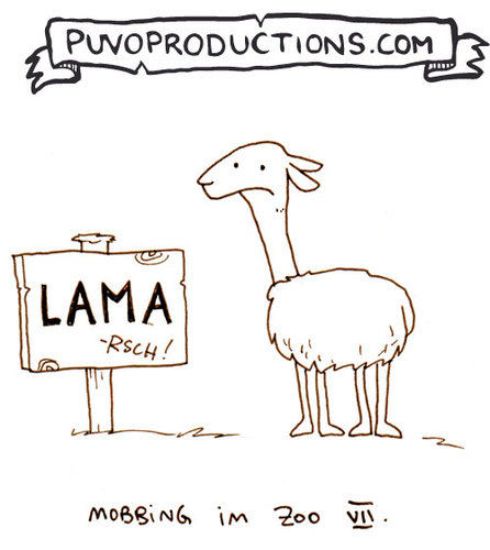 Cartoon: Mobbing im Zoo VII (medium) by puvo tagged mobbing,lama,llama,zoo,beschimpfung,schimpfwort