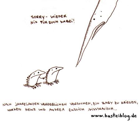 Cartoon: Nix dabei. (medium) by puvo tagged frosch,storch,frog,stork,baby