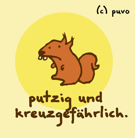 Cartoon: Putzig und kreuzgefährlich! (medium) by puvo tagged squirrel,eichhörnchen,dangerous,gefährlich,twee,cute,putzig
