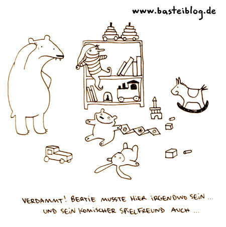 Cartoon: Spielfreund. (medium) by puvo tagged kind,kid,bear,bär,hase,rabbit,kaninchen,bunny,hare,play,spielen