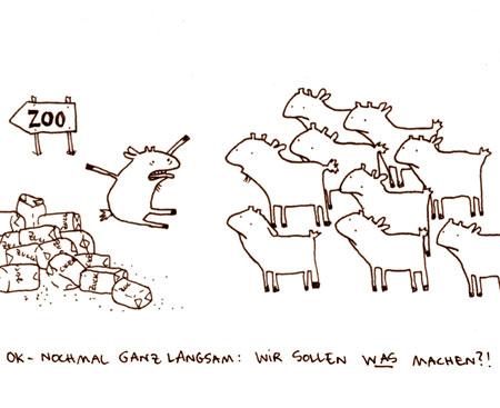 Cartoon: Zehn zahme Ziegen. (medium) by puvo tagged zungenbrecher,zoo,ziege,zucker