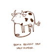 Cartoon: Berta besiegt den Welthunger. (small) by puvo tagged kuh,cow,world,starvation,hunger,welthunger,krise,milch,ernährung,problem,crisis,nutrition