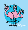 Cartoon: The Carnival. (small) by puvo tagged flamingo fasching carnival verkleidung dress brille glasses nase nose