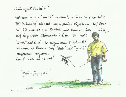 Cartoon: Aus dem Buch Titel Mücken mück (medium) by Jori Niggemeyer tagged cartoon,joricartoon,niggemeyer,anders,reim,schmunzeln,interpretation,verwendung,schutz,dressur,mücken