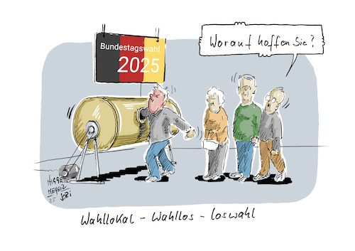 Cartoon: Bundestagswahl 2025... (medium) by Jori Niggemeyer tagged lostrommel,demokratie,politik,bundestagswahl,parteien,glaubwürdigkeit,wahl,positivethinking,positivdenken,deutschland,jori,joricartoon,niggemeyer,joriniggemeyer,lostrommel,demokratie,politik,bundestagswahl,parteien,glaubwürdigkeit,wahl,positivethinking,positivdenken,deutschland,jori,joricartoon,niggemeyer,joriniggemeyer