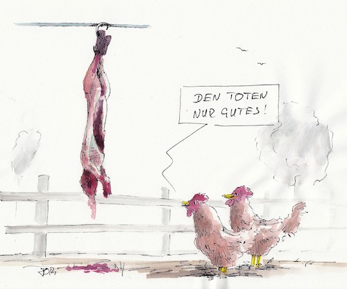 Cartoon: DEN TOTEN NUR GUTES (medium) by Jori Niggemeyer tagged ostern,vergebung,osterhase,hühner,eier,joricartoon,joriniggemeyer