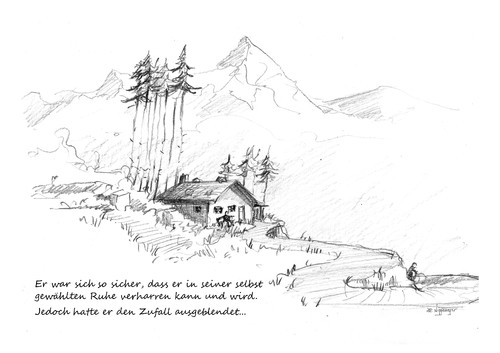 Cartoon: Der Berg ruft... (medium) by Jori Niggemeyer tagged niggemeyer,joricartoon,zeichnung,alleinsein,einsamkeit,besuch,erwartung