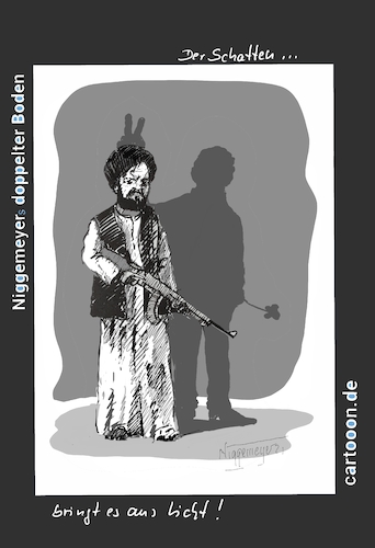 Cartoon: Der Schatten... (medium) by Jori Niggemeyer tagged taliban,schatten,waffe,blume,frieden,hasenohren,einblicke,mensch,erziehung,taliban,schatten,waffe,blume,frieden,hasenohren,einblicke,mensch,erziehung