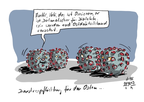 Cartoon: Die Dienstverpflichtung... (medium) by Jori Niggemeyer tagged corona,omicron,covid19,dolmetscher,coronaschutzverordnung,corona,omicron,covid19,dolmetscher,coronaschutzverordnung