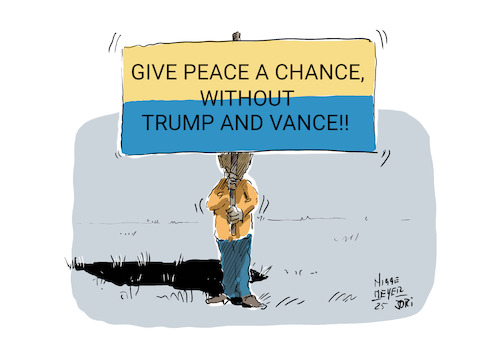 Cartoon: GIVE PEACE A CHANCE... (medium) by Jori Niggemeyer tagged givepeaceachance,yourefired,trump,vance,putin,ukraine,zelenskiy,russland,usa,peinlich,faschismus,faschismusneindanke,demokratie,politik,jor,joricartoon,niggemeyer,joriniggemeyer,givepeaceachance,yourefired,trump,vance,putin,ukraine,zelenskiy,russland,usa,peinlich,faschismus,faschismusneindanke,demokratie,politik,jor,joricartoon,niggemeyer,joriniggemeyer