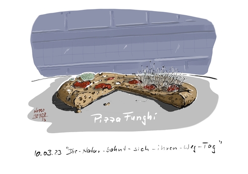 Cartoon: Heute ist ... (medium) by Jori Niggemeyer tagged natur,pilze,pizza,pizzafunghi,funghi,essen,nahrung,nahrungsmittel,naturliebe,nature,natur,pilze,pizza,pizzafunghi,funghi,nahrung,nahrungsmittel,naturliebe,nature