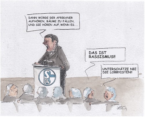 Cartoon: Unterschätze nie... (medium) by Jori Niggemeyer tagged rassismus,diskriminierung,rechtsradikalismus,volksverhetzung,schande,schalke,tönnies,verachtung