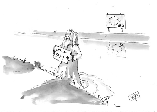 Cartoon: Was wäre wenn... (medium) by Jori Niggemeyer tagged jesus,über,wasser,gehen,eu,europa,flüchtlinge,hilfe,positiver,schleuser,jori,cartoon