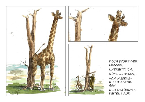 Cartoon: Wissensdurst (medium) by Jori Niggemeyer tagged cartoon,joricartoon,niggemeyer,karikatur,tier,mensch,giraffe,natürlich,natur
