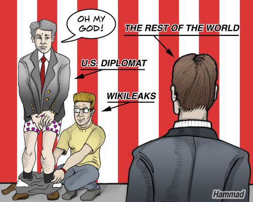 Cartoon: Wikileaks and underwear (medium) by javierhammad tagged wikileaks,diplomacy,politics,reaction,underwear,wikileaks,diplomatie,usa,amerika,welt,politik,peinlich,entüllung