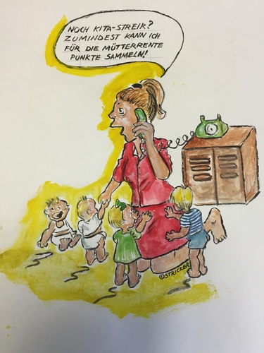 Cartoon: Kitastreik (medium) by CatPal tagged streik,kita,mütterrente,witzig
