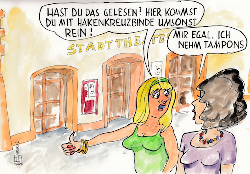 Cartoon: Freier Eintritt Hakenkreuzbinde (medium) by thomasH tagged konstanz,theater,tabori,eintritt,hakenkreuzbinde