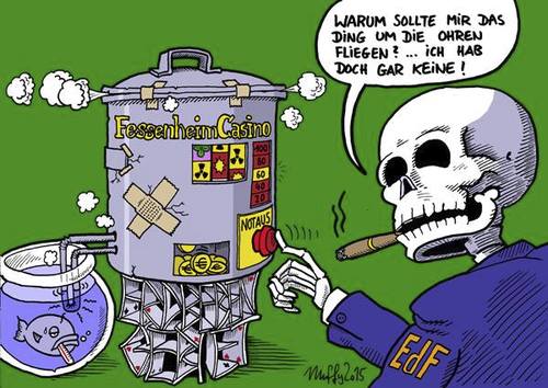 Cartoon: Fessenheim Casino (medium) by muffy tagged trias,frankreich,france,edf,störfall,alsace,elsaß,reaktor,atomkraftwerk,fessenheim