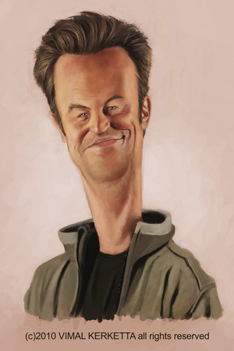 Cartoon: matthew perry caricature (medium) by vim_kerk tagged matthew,perry,friends,chandler,bing,monica,rachel,ross,caricature,sarcastic