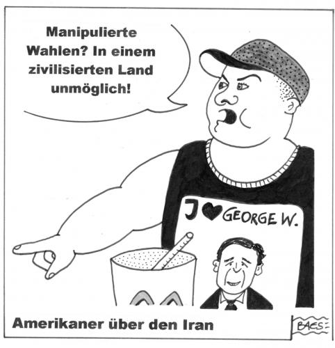 Cartoon: Amerikaner über den Iran (medium) by BAES tagged ahmadinedschad,iran,wahl,wahlen,manipulation,ahmadinedschad,iran,wahl,wahlen,manipulation,amerika,usa