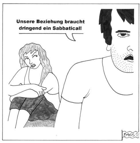 Cartoon: Sabbatical (medium) by BAES tagged sabbatical,ehe,liebe,frau,mann,krise,streit,beziehung,sabbatjahr