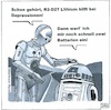 Cartoon: Star Wars backstage (small) by BAES tagged star,wars,film,kino,roboter,r2d2,c3po,depressionen,krankheit