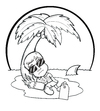 Cartoon: Passed out in Paradise (small) by Sarieka tagged drunk,passed,out,rum,paradise,shark,dead