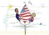 Cartoon: High Tide (small) by Nina Heinke tagged nina heinke presidentenwahl united states politik politics obama hilary usa election meer sea democrats wahl america amerika 