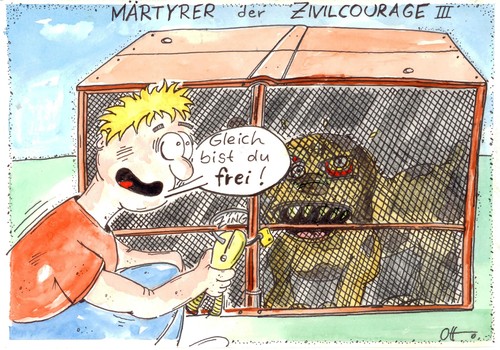 Cartoon: Märtyrer III (medium) by Ottos tagged hund,gefahr,dummheit