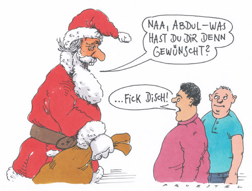 Cartoon: abdul (medium) by Andreas Prüstel tagged weihnachten,weihnachtsmann,geschenke,kinder,muslime,abdul,arabisch,weihnachten,weihnachtsmann,geschenke,kinder,muslime,abdul,arabisch