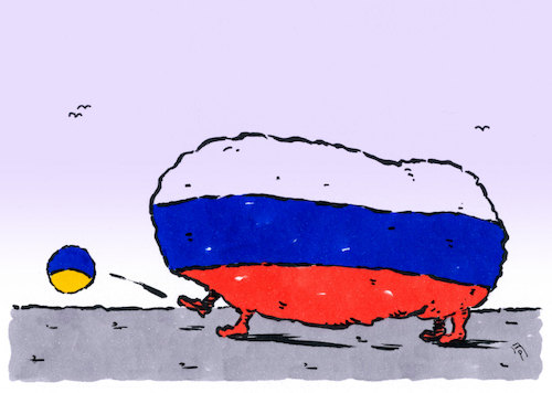 Cartoon: anstoß (medium) by Andreas Prüstel tagged russland,ukraine,militär,konflikt,cartoon,karikatur,andreas,pruestel,russland,ukraine,militär,konflikt,cartoon,karikatur,andreas,pruestel