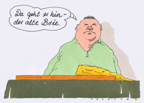 Cartoon: Brie (medium) by Andreas Prüstel tagged käse,wichkäse,brie,frankreich,vergänglichkeit