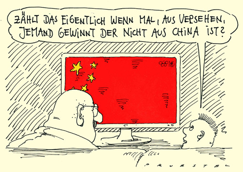 Cartoon: chinasport (medium) by Andreas Prüstel tagged olympia,china,medaillenspiegel,nationenwertung