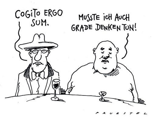 Cartoon: dasein (medium) by Andreas Prüstel tagged philosophie,descartes,kneipe,bildung,philosophie,descartes,kneipe,bildung
